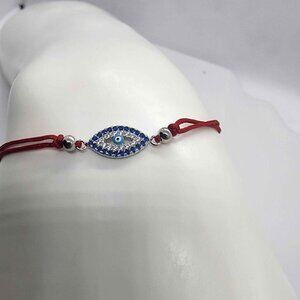 Sterling Silver 925 Evil Eye Design With Red String Bracelet